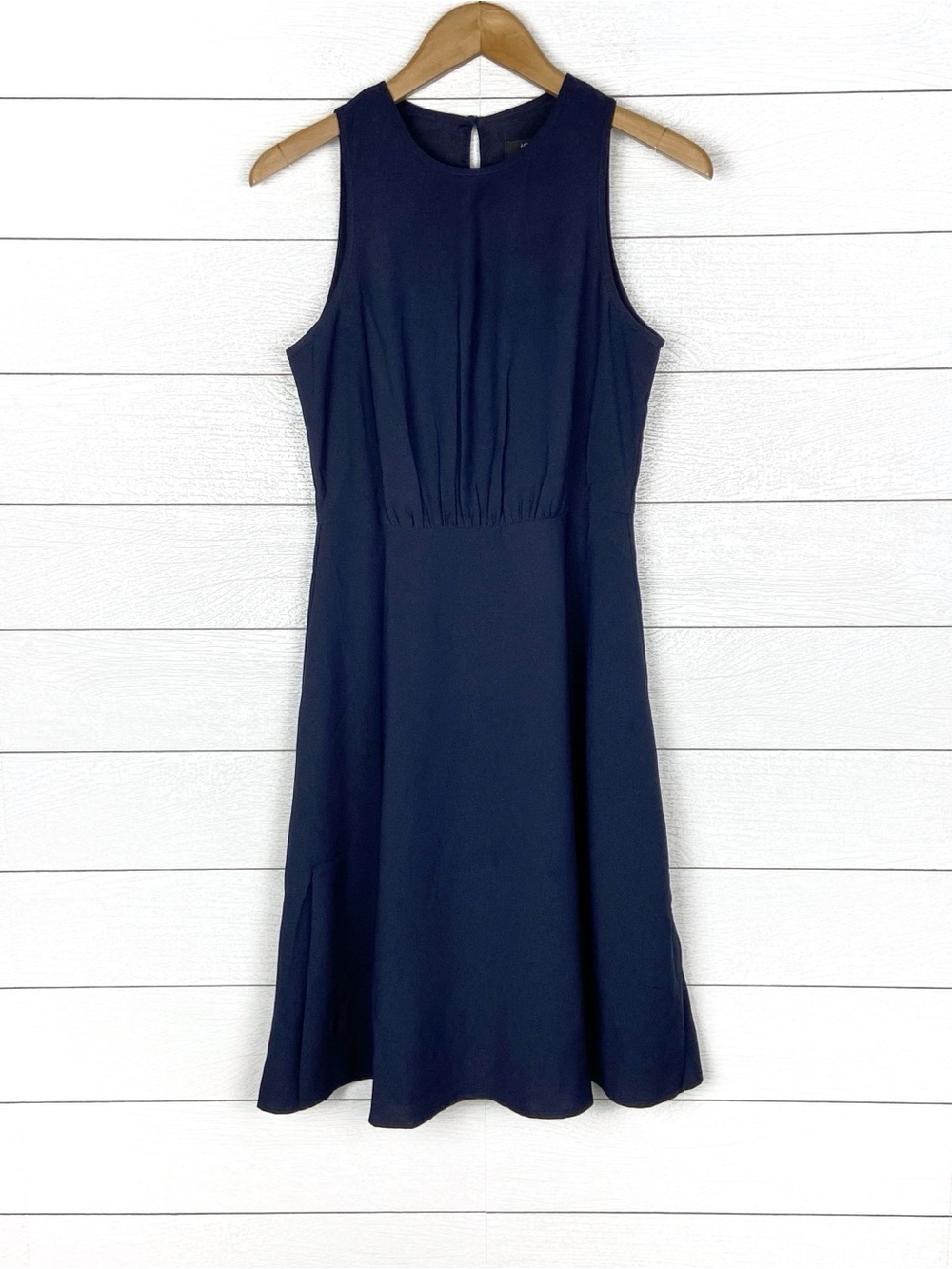 NWT JCREW 365 Dress Gaura Satin Flare Sleeveless Navy Blue New